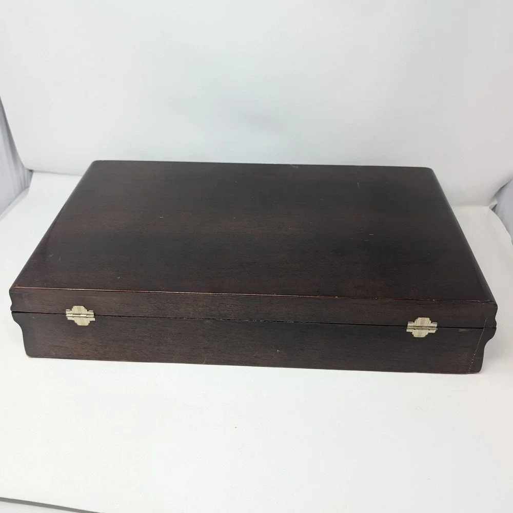 Tudor Plate Oneida Dark Wood Silverware Box Tarnish Resistant 19.5x11.25x4 Chest